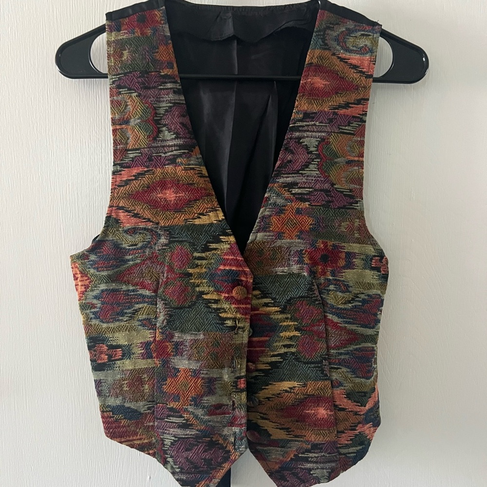 Multicolor Bohemian Style Vest 90’s Vintage Tapestry